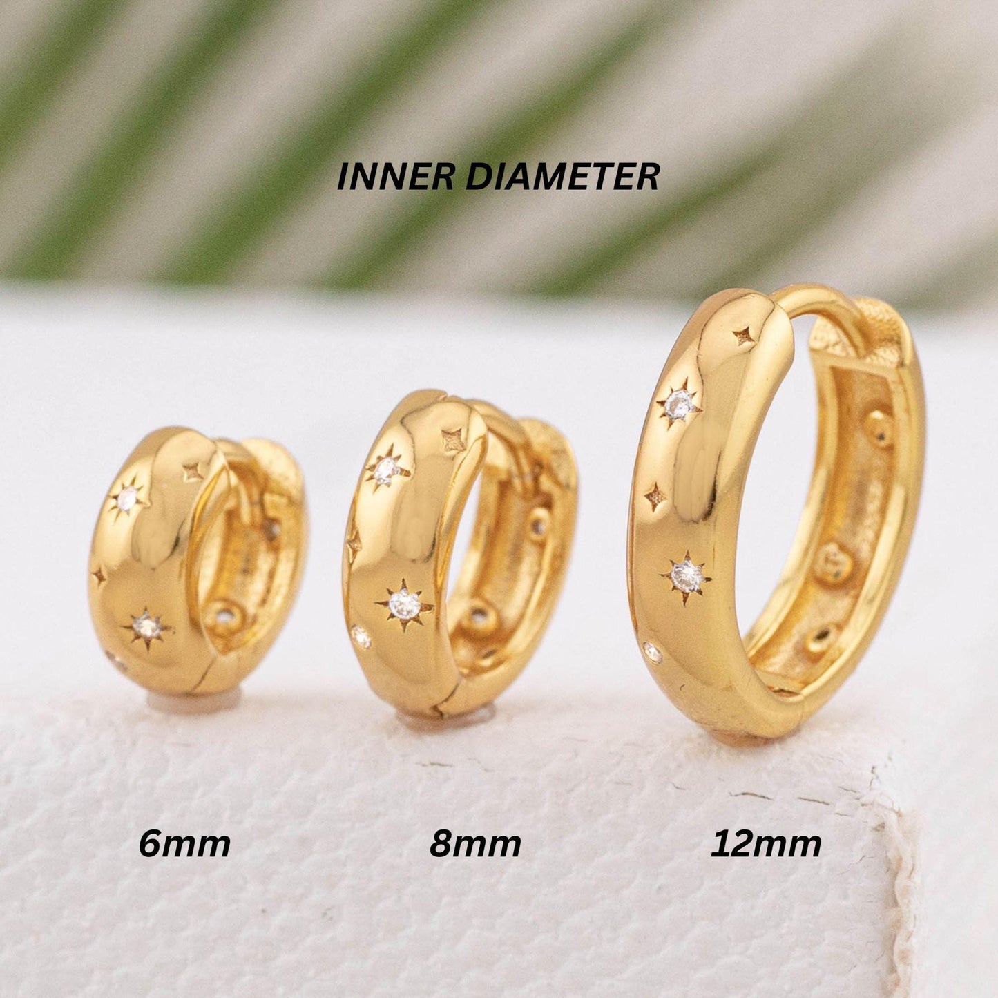 Celestial thick huggie hoop earrings